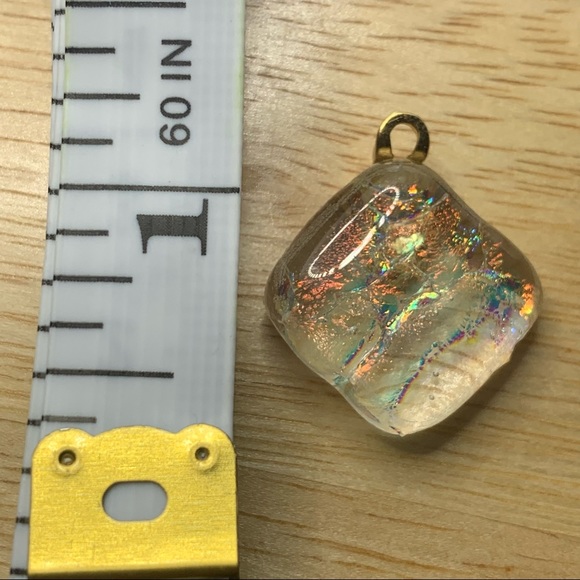 vintage art glass pendant Small Clear Diamond Shaped Home Studio Piece - Picture 3 of 5